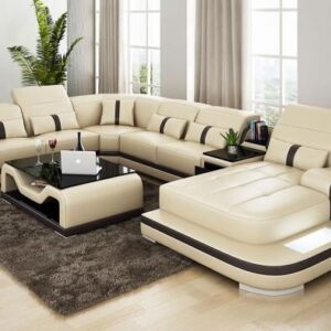 McManu Modern Leather Sectional with LED Light